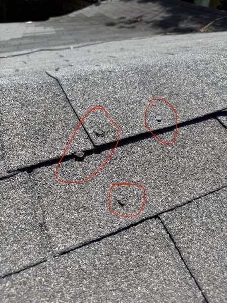 Storm Damage - roofing problem example